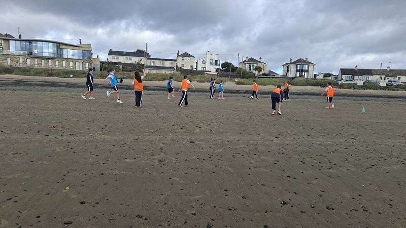 Games on the beach below the village