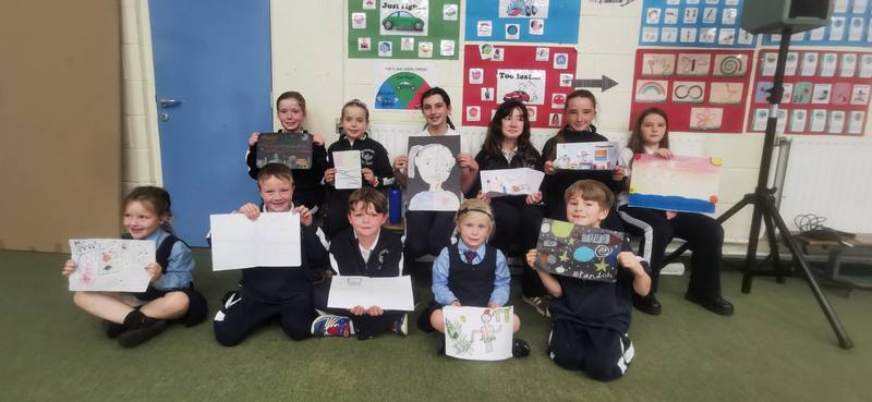 A class showing their artwork
