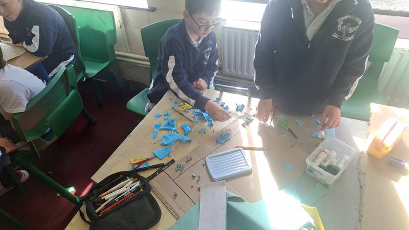 Making with clay and card at the table
