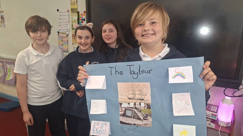 Pupils with their local history project