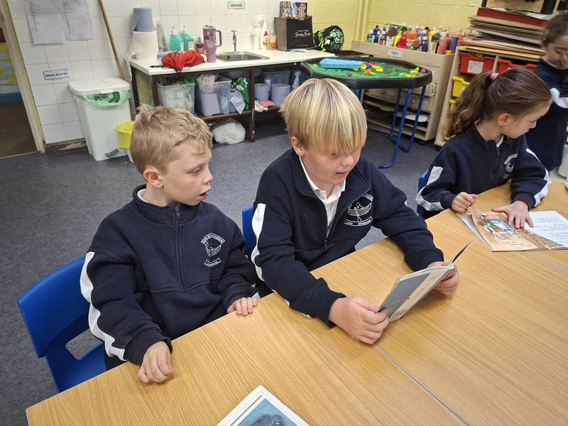 Reading together at the table