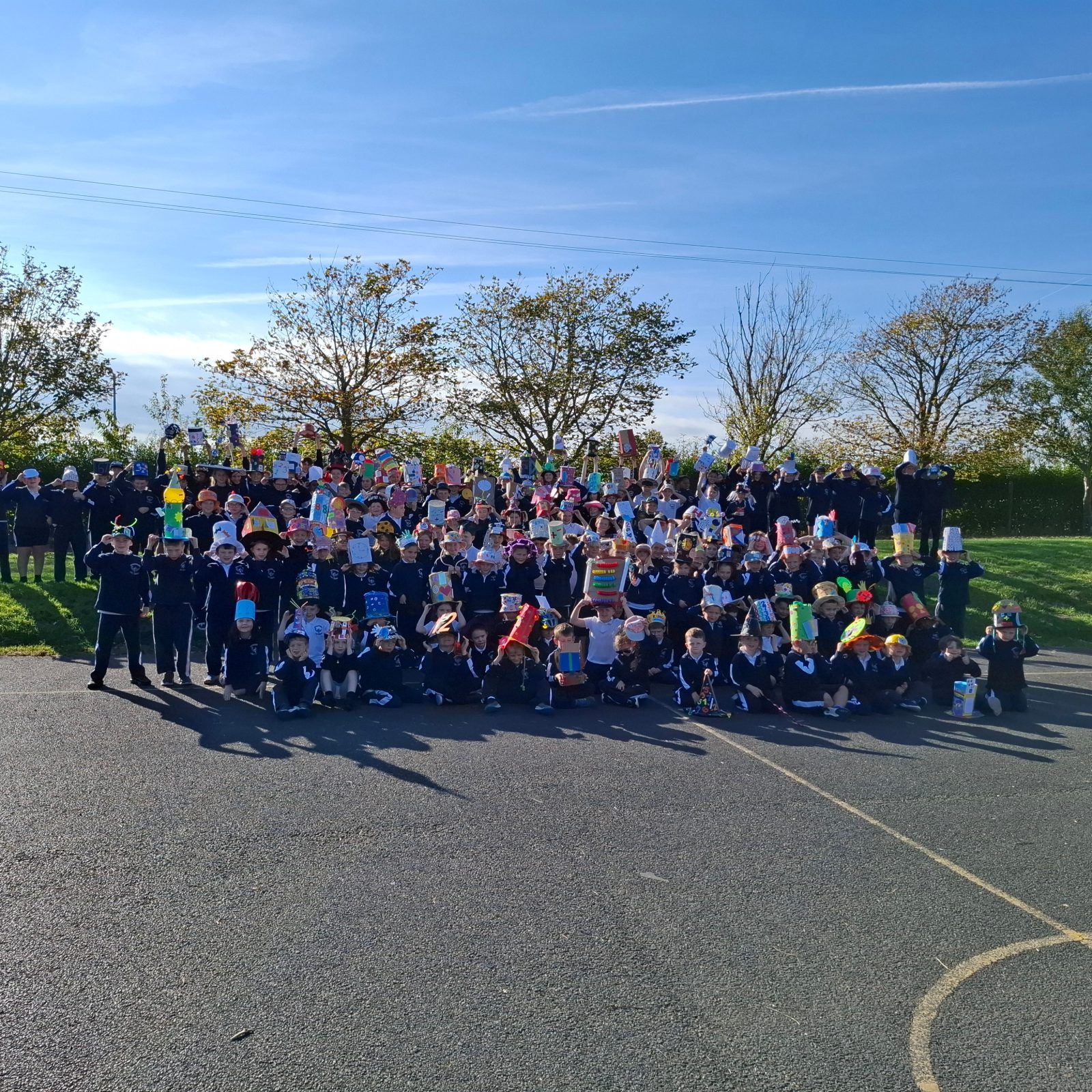 The whole school in the yard for Maths Week